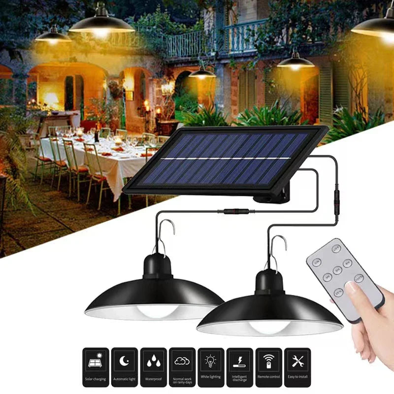 Axyaa Double-head Solar Pendant Light with Remote Control