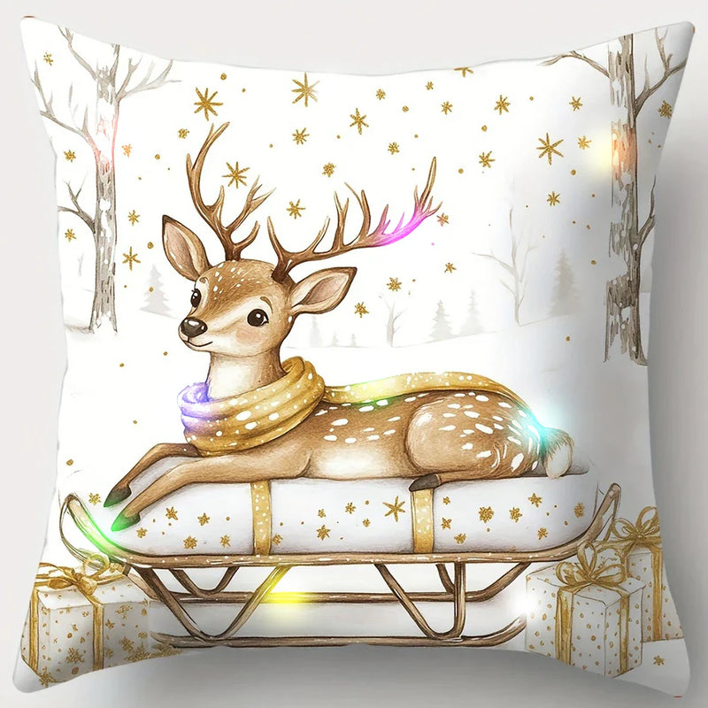 Axyaa Christmas LED Luminous Pillowcase with Snowman Santa Reindeer Pattern