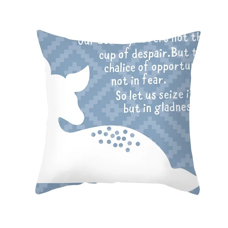 Axyaa Reindeer Print Cushion Cover: Nordic Modern Geometric Design for Home Sofa.