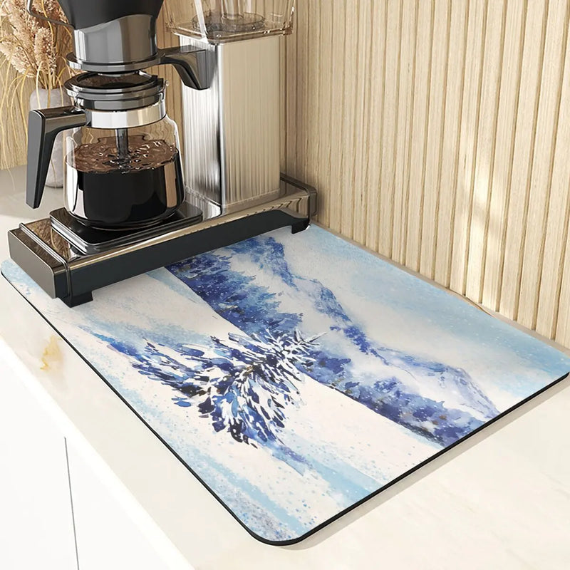Axyaa Four Seasons Pattern Table Placemats - Absorbent Cup Stand Mats