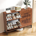 Axyaa Farmhouse Shoe Cabinet with Flip Drawers, Slim Shoe Storage Organizer