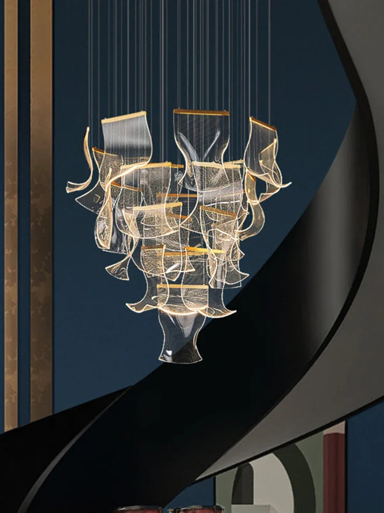 Axyaa Duplex Suspension Indoor Chandelier for Villa Living Room Staircase