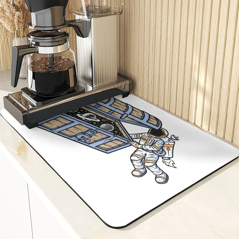 Axyaa Astronaut Silicone Dish Mat - Space Style Diatomaceous Earth Kitchen Accessory