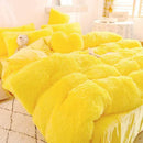 Axyaa Plush Pink Mink Velvet Queen Bedding Set with Sheets