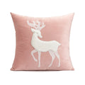 Axyaa Tufted Embroidered Christmas Cushion Cover Deer Candy Cane Gold Beige