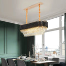 Axyaa Gold Body Black Metal Crystal Chandelier for Elegant Home Lighting