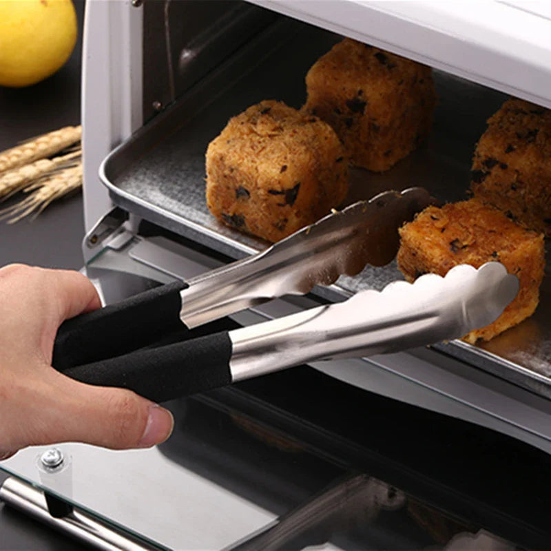 Axyaa Stainless Steel Food Tongs with Anti-Scald Handle