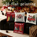 Axyaa Christmas Decor: Trees, Snowman & Truck Pillows Cushion Cover for Sofa, Bedroom, Car