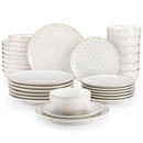 Axyaa Stoneware Dinner Set White Embossment 32 Pieces