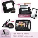 Axyaa 3-Layer Professional Makeup Train Case with Mirror and Shoulder Strap