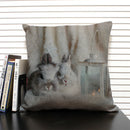 Axyaa Cute Dog Cat Pattern 45x45cm Linen Pillowcase for Living Room Sofa