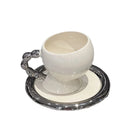 Axyaa Ceramic White Purple Latte Art Coffee Cup Set Couples Home Breakfast Mug