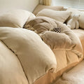 Axyaa Flannel Fleece Bedding Set: Duvet Cover, Pillowcase, Sheet - Queen/Single Size