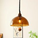 Axyaa Amber Shades Retro Dining Room Pendant Chandelier Lighting for B&B Tea Room