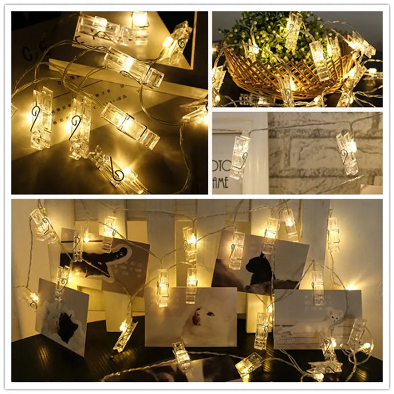 LED Photo Clip Fairy Lights for Holiday Decor by Axyaa