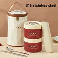 Axyaa Stainless Steel Insulated Lunch Box Set with Cutlery and Thermal Bag