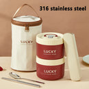Axyaa Stainless Steel Insulated Lunch Box Set with Cutlery and Thermal Bag
