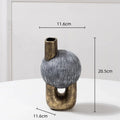 Axyaa Golden Stripe Geometric Ceramic Vase - Abstract Hollow Flower Arrangement