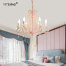Axyaa Pink Crystal Chandelier for Daughter's Princess Room, Cute Girls Bedroom Lighting