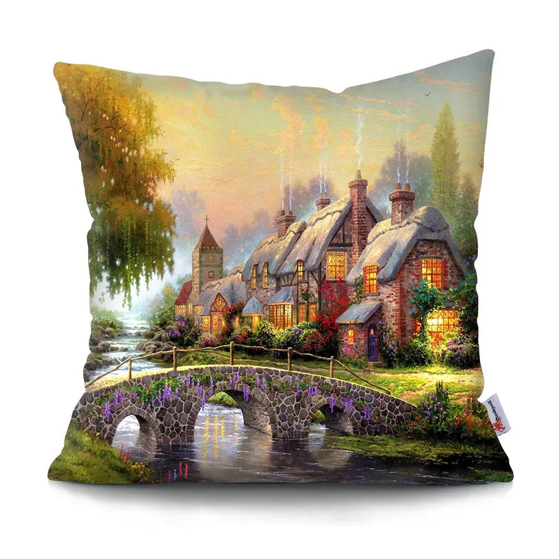 Axyaa Rustic Landscape Print Pillowcase