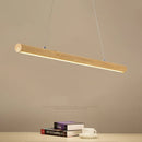 Axyaa Nordic Wood Round Bar Pendant Lamp for Living Dining Room - LED Light