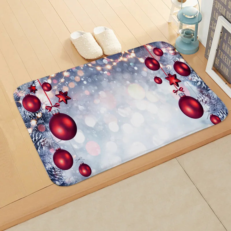 Santa Welcome Mat: Axyaa Christmas Claus Print Carpet for Home Decoration