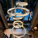 Axyaa Crystal Stair Chandelier - Modern LED Ceiling Hanging Light