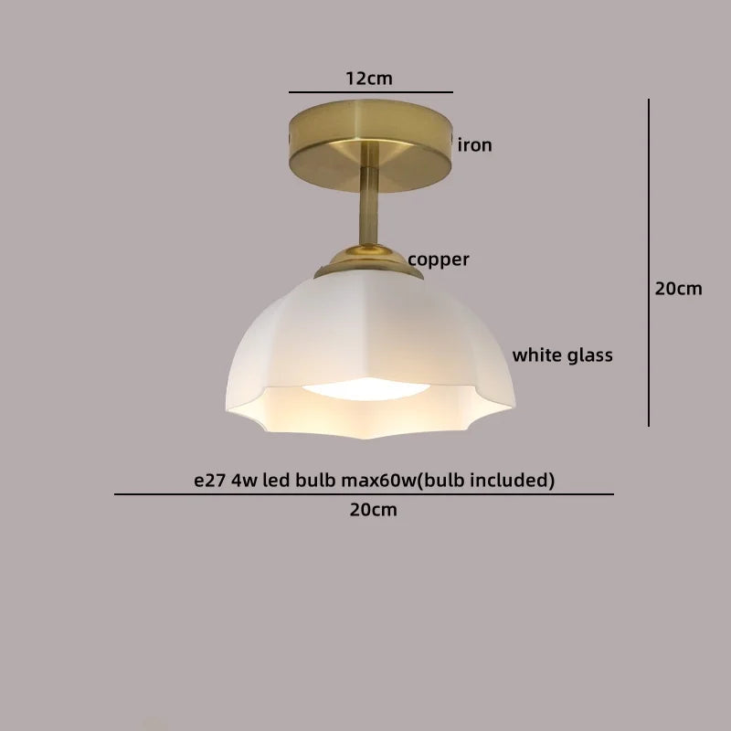 Axyaa Copper Glass LED Ceiling Lamp - Modern Indoor Lighting Fixtures