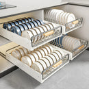 Axyaa Pull-Out Dish Rack with Wooden Handle and Spice Box Storage Rack