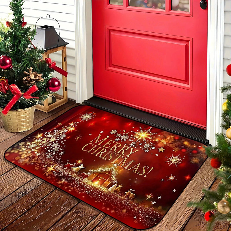 Axyaa Merry Christmas Welcome Door Mat - Non-Slip, Absorbent for Home, Bathroom & Kitchen