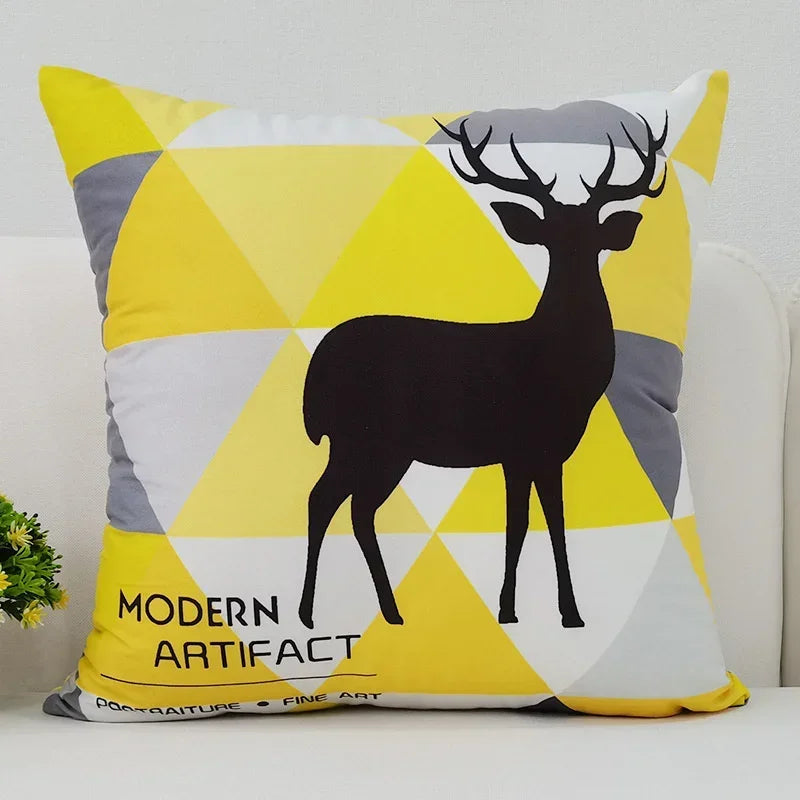 Axyaa Black Yellow Alphabet Letter Cushion Cover - Square Polyester Pillow Case
