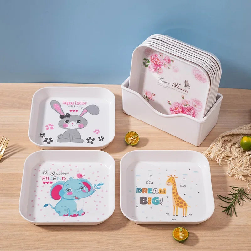 Axya Plastic Tray Cartoon Snack Cake Plate Home Kitchen Accessories