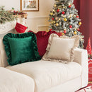 Axyaa Velvet Ruffled Edge Throw Pillowcase - Red/Green - 45x45/50x50cm
