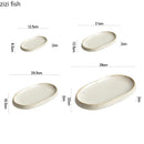 Axyaa Oval Ceramic Fish Plate: Stylish Tableware for Steaming, Barbecue, Sushi, Desserts