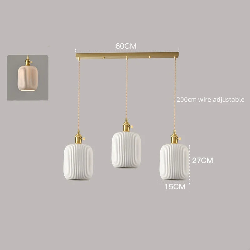 Axyaa White Ceramic LED Pendant Lamp Modern Hanging Light Fixtures