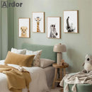 Axyaa Baby Animals Poster: Lion Tiger Hippo Giraffe Elephant Zebra Wall Art