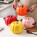 Axya Ceramic Pumpkin Soup Pot with Lid and Binaural Handle