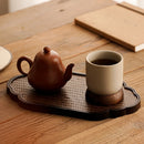 Axyaa Acacia Wood Bottom Clay Espresso Mug for Hotel, Restaurant, Home- Unique Drinkware