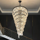 Axyaa Modern Glass Staircase Chandelier: Luxury LED Indoor Lighting for Creative Home Decor