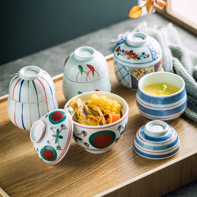 Axya Ceramic Stew Pot with Cover Bowl for Dessert & Soup - Hotel Commercial Grade
