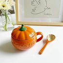 Axyaa Ceramic Pumpkin Thermos Cup with Lid - Halloween Gift Mug