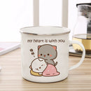 Axyaa Cute Animal Enamel Cup Breakfast Mug Set