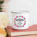 Axyaa Enamel Mug - Top Atsem Gift, Creative Print, School Drinkware, Home Handle