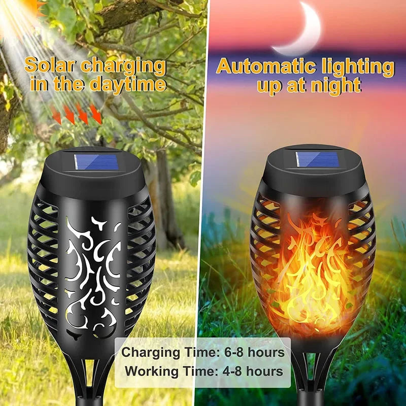 Axyaa Solar Flame Torch Lights: Flickering Waterproof Outdoor Garden Decoration