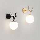 Axyaa Vintage Round Wall Sconce Black Golden E27 Bedside Lamp Retro Living Room Lighting