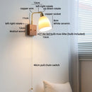 Axyaa Vintage Brass Ceramic LED Wall Lamp with Pull Chain Switch