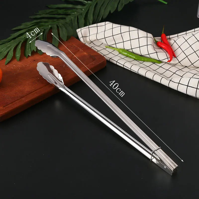 Axyaa Stainless Steel Food Tongs - Kitchen Buffet Clamp and Salad Steak BBQ Tool