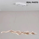Axyaa Nordic Resin Wood Boat Pendant Light with LED - White Wabi Sabi Dining Room Fixture