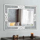 Axyaa Crystal Crush Glass Mirror for Home Decor in Silver Tones