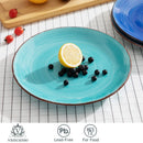 Axyaa Bonita Blue Dinner Plate Set of 6, Handpainted 10.4" Rustic Look Plates